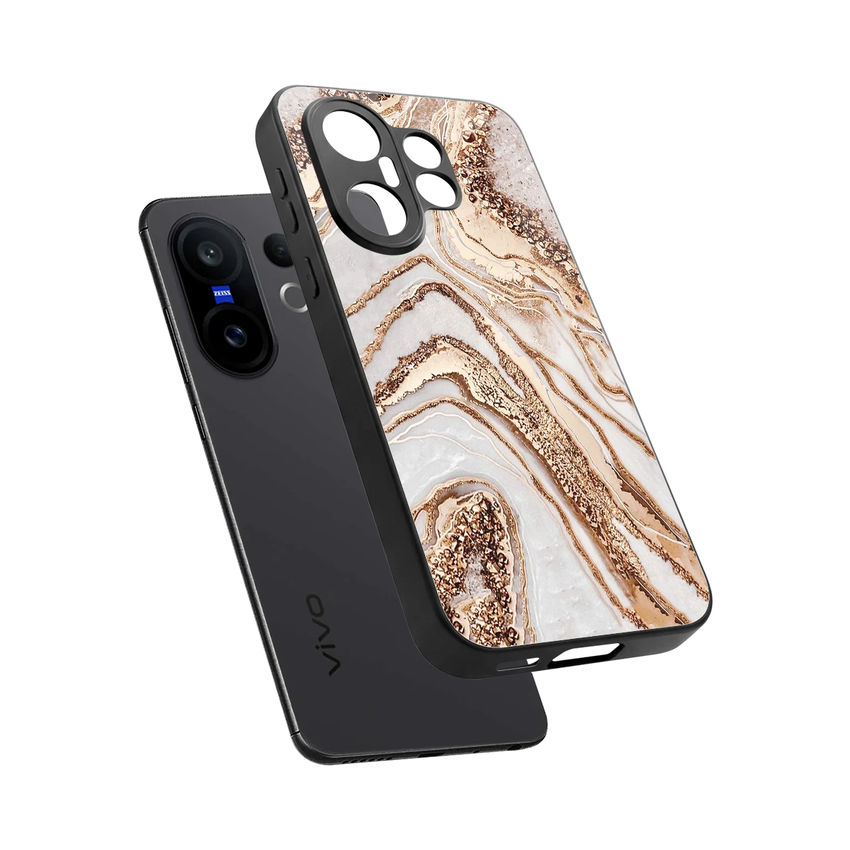 Luxe White sleek vivo x200 fe cover with tempered glass back and TPU edges