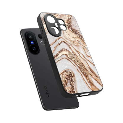 Luxe White sleek vivo x200 fe cover with tempered glass back and TPU edges