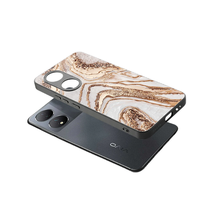 Luxe White sleek Vivo-y100 cover with tempered glass back and TPU edges