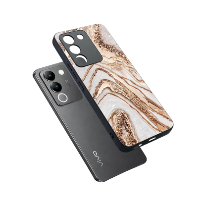 Luxe White sleek vivo y200 5g cover with tempered glass back and TPU edges