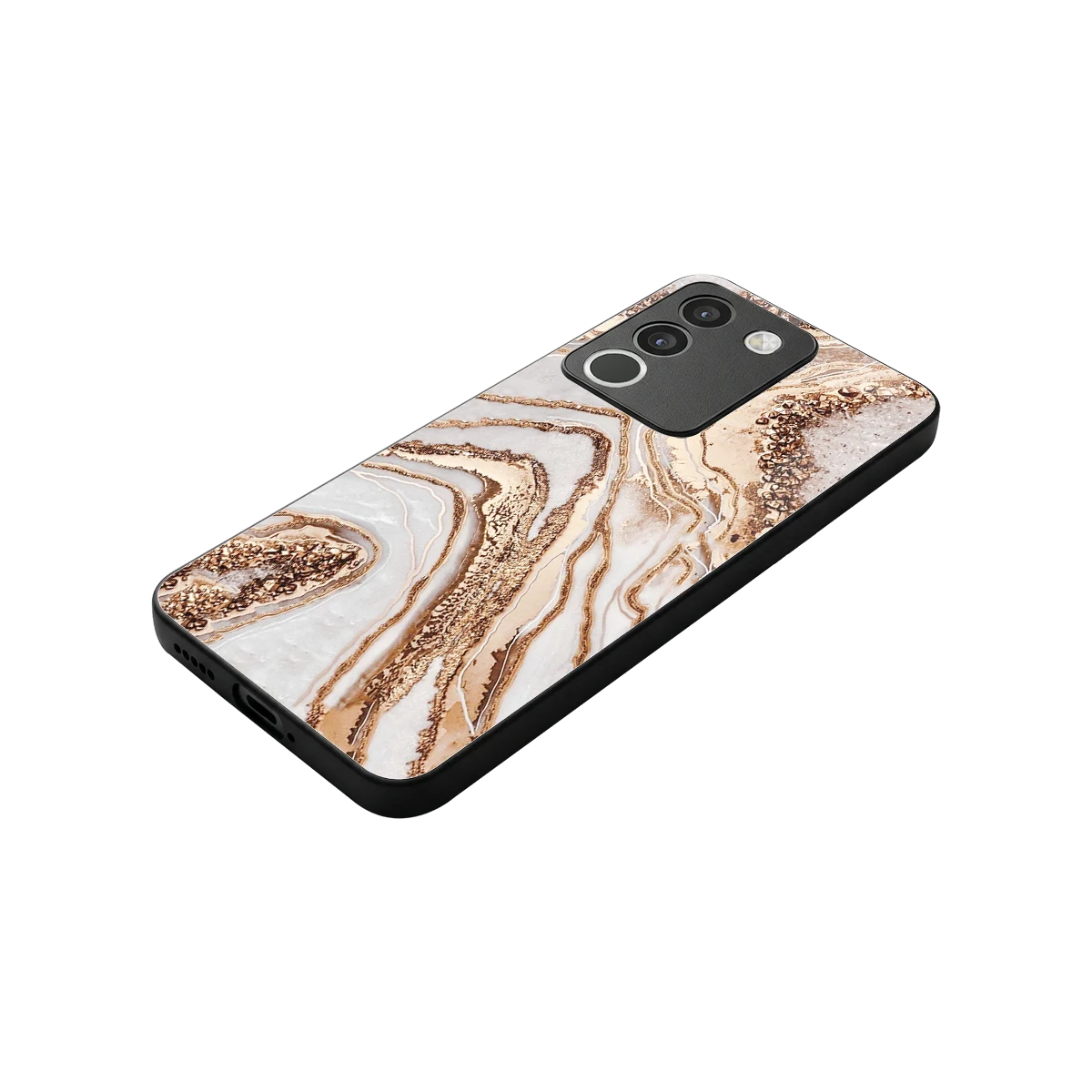 Luxe White stylish phone case for vivo y200 5g | glossy glass and slim fit