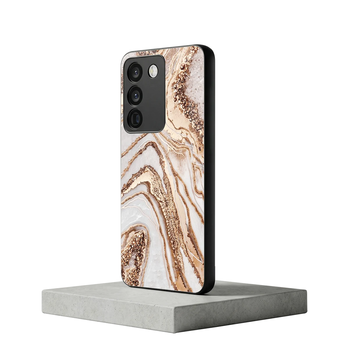 Luxe White vivo y200 5g mobile cover | shockproof glass phone case