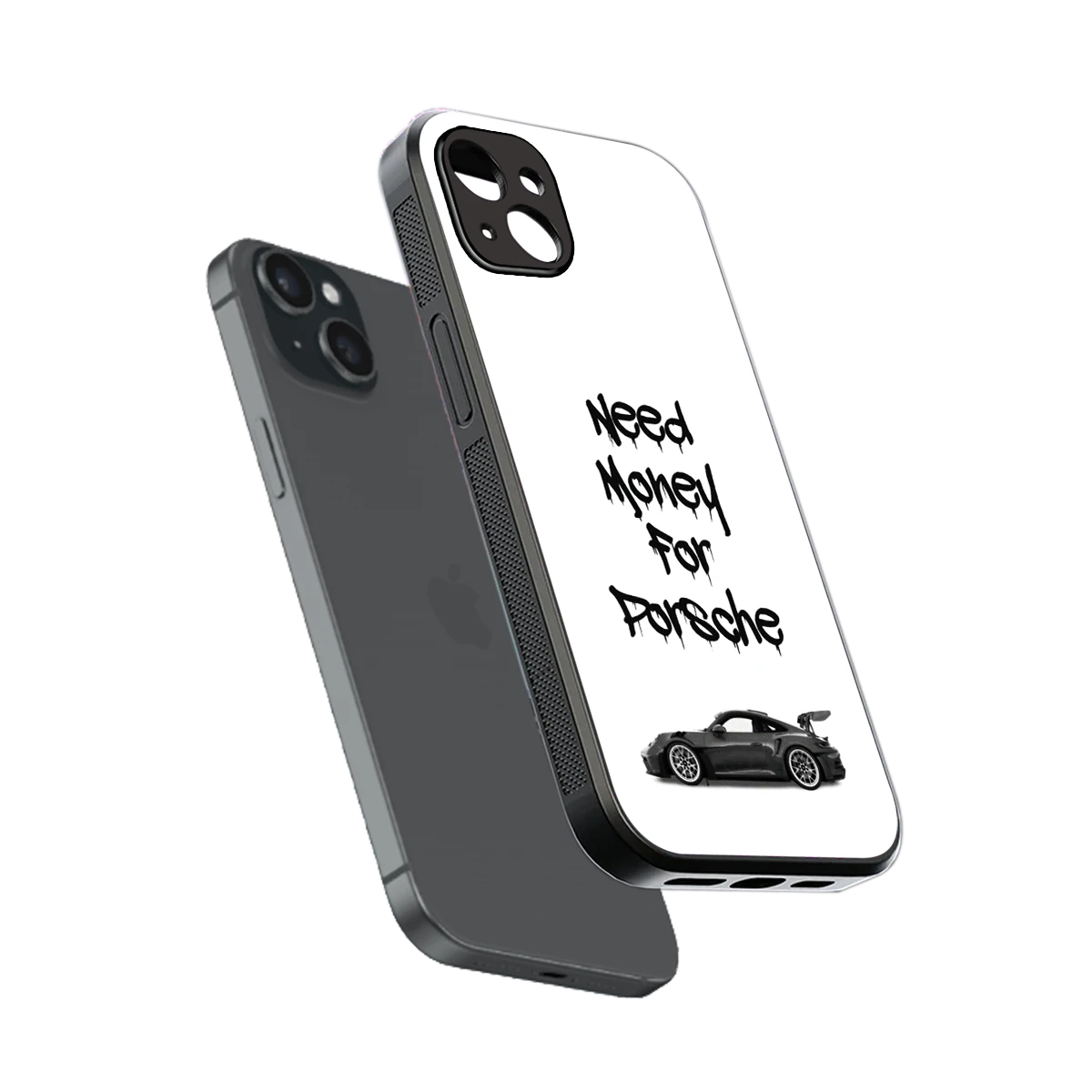 Luxury Hustle sleek iphone 15 plus cover with tempered glass back and TPU edges