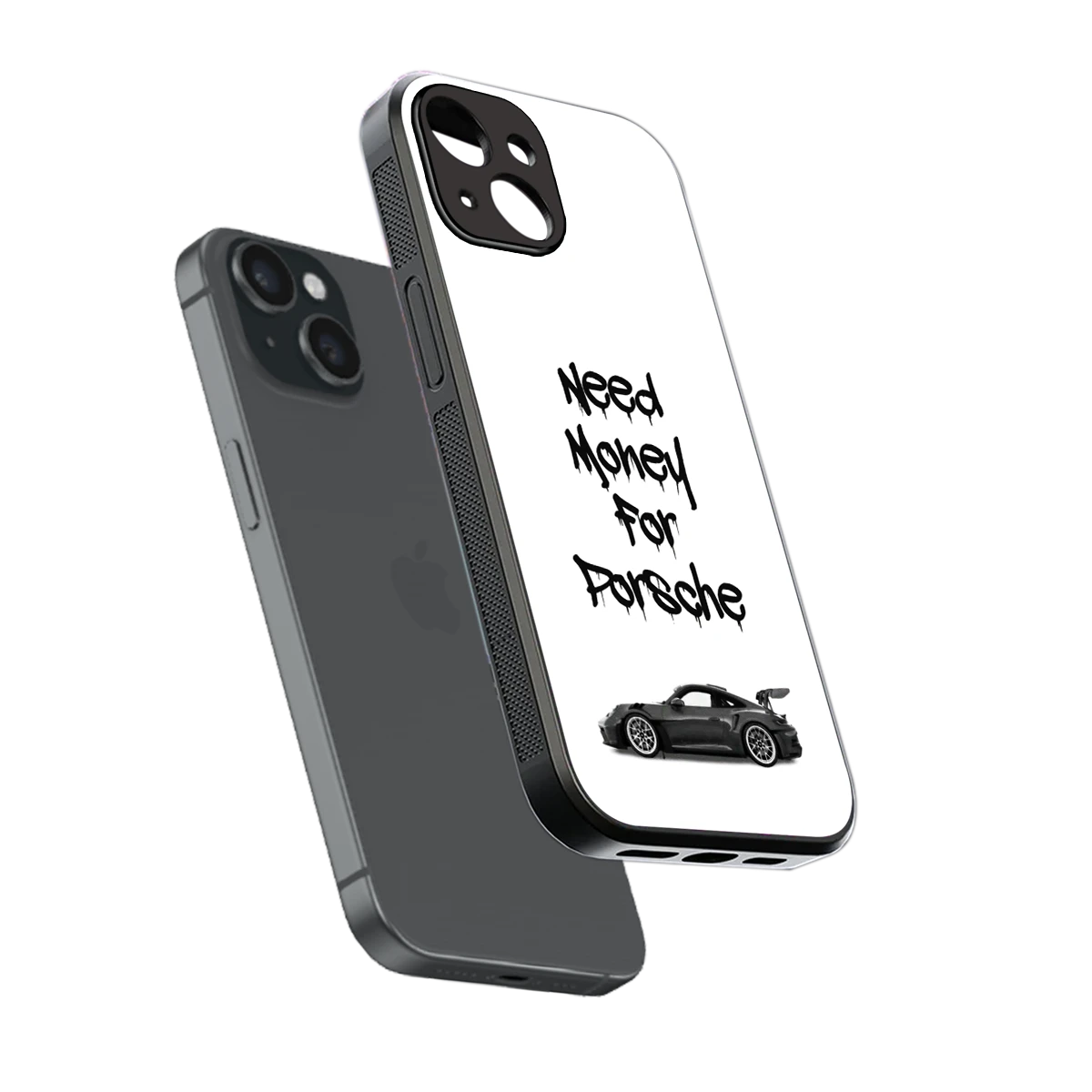 Luxury Hustle sleek iphone 15 cover with tempered glass back and TPU edges