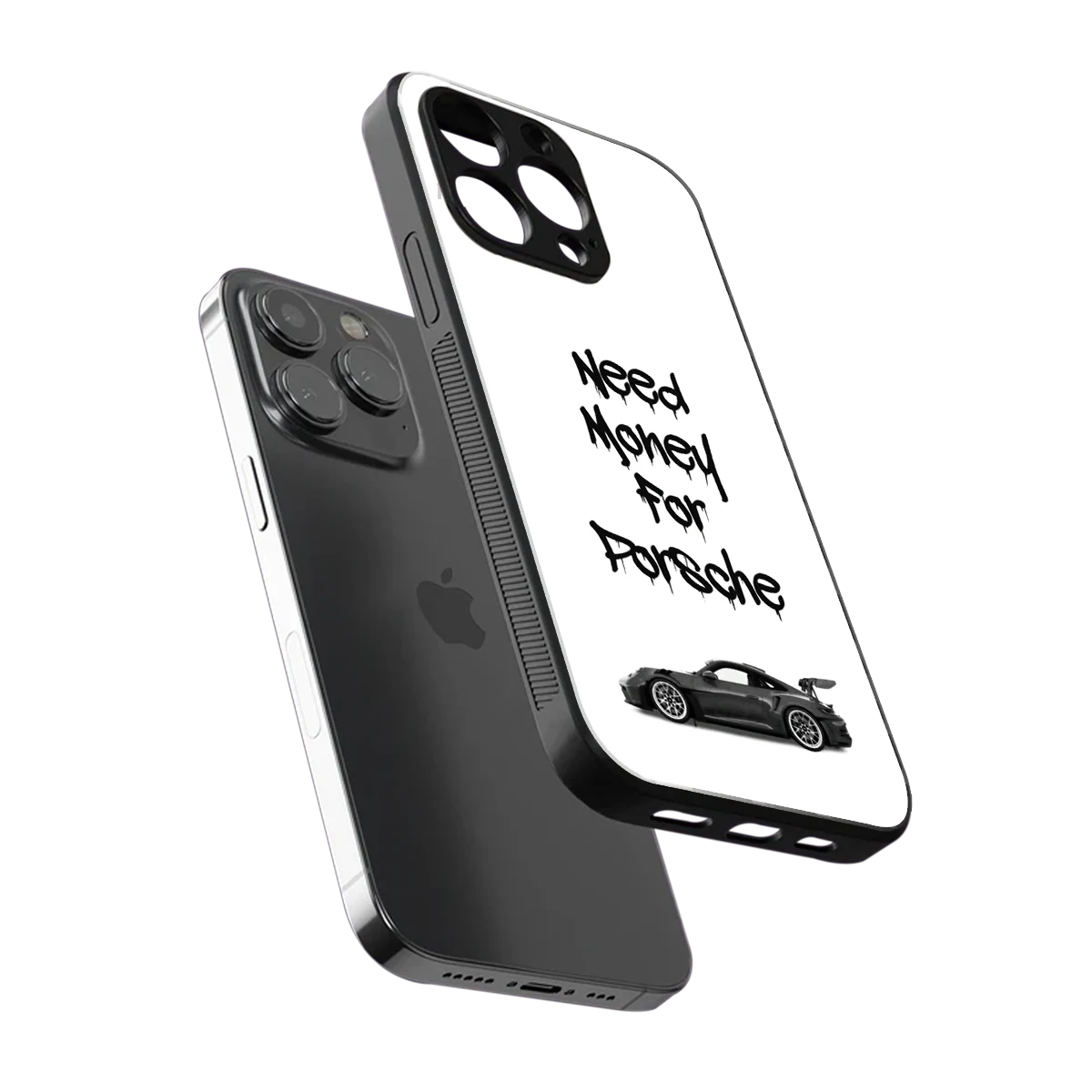 Luxury Hustle sleek iphone 16 pro max cover with tempered glass back and TPU edges