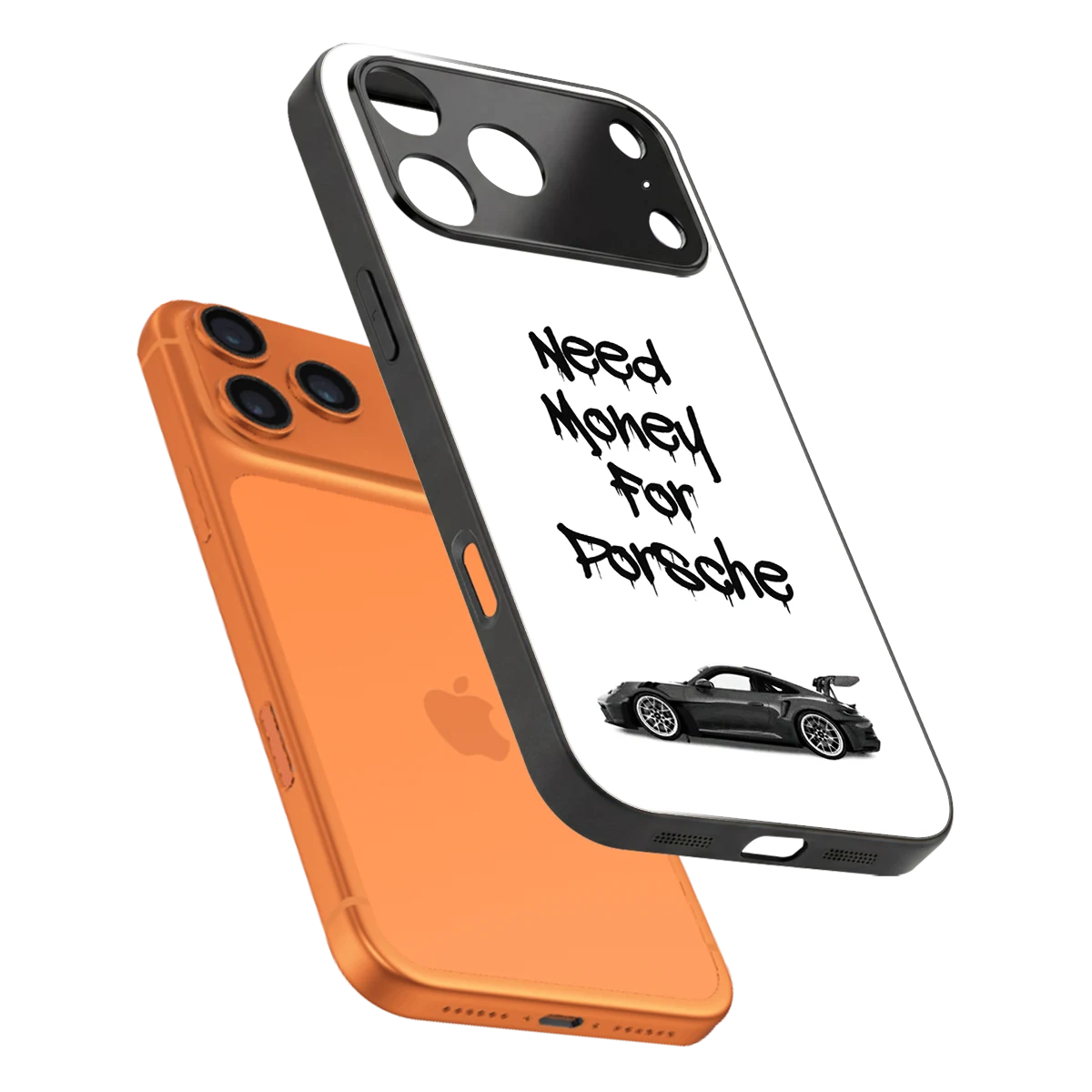 Luxury Hustle sleek iphone 17 pro max cover with tempered glass back and TPU edges