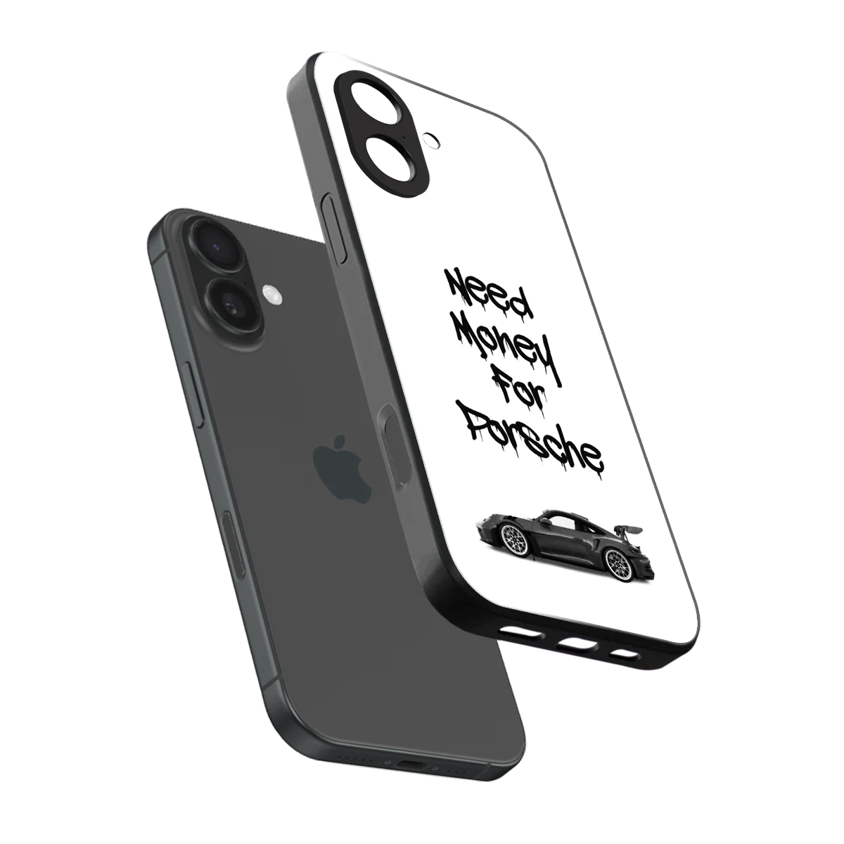 Luxury Hustle sleek iphone 17 cover with tempered glass back and TPU edges