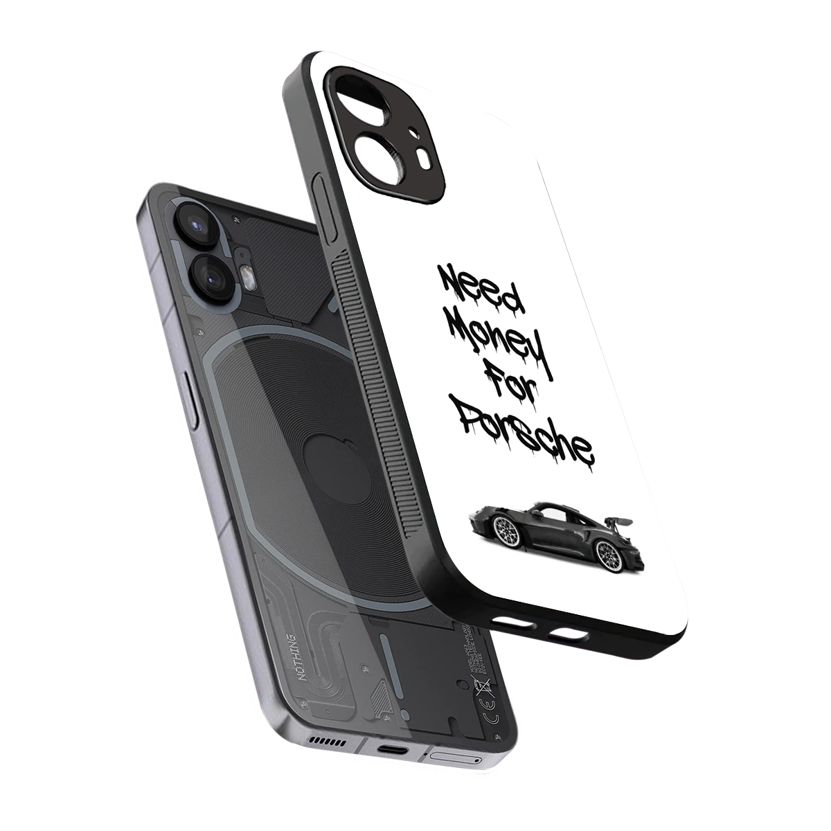 Luxury Hustle sleek nothing phone 2 cover with tempered glass back and TPU edges