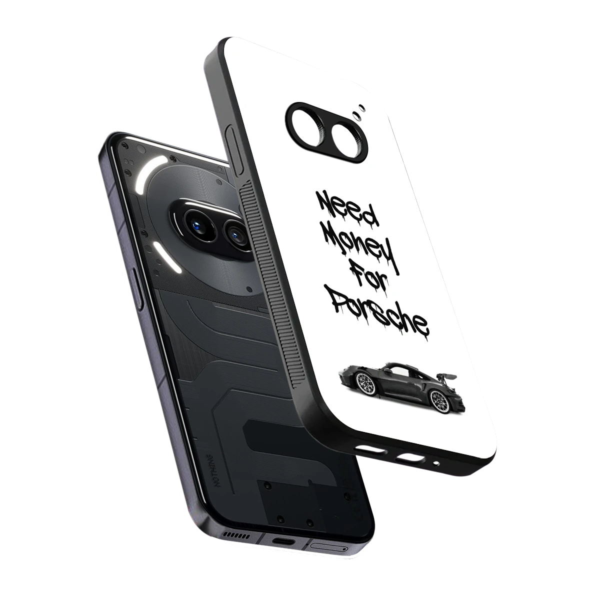 Luxury Hustle sleek nothing phone 2a cover with tempered glass back and TPU edges
