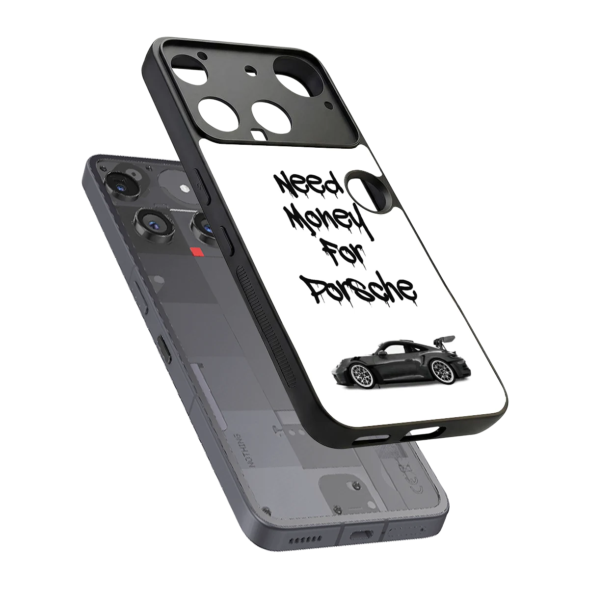 Luxury Hustle sleek nothing phone 3 cover with tempered glass back and TPU edges