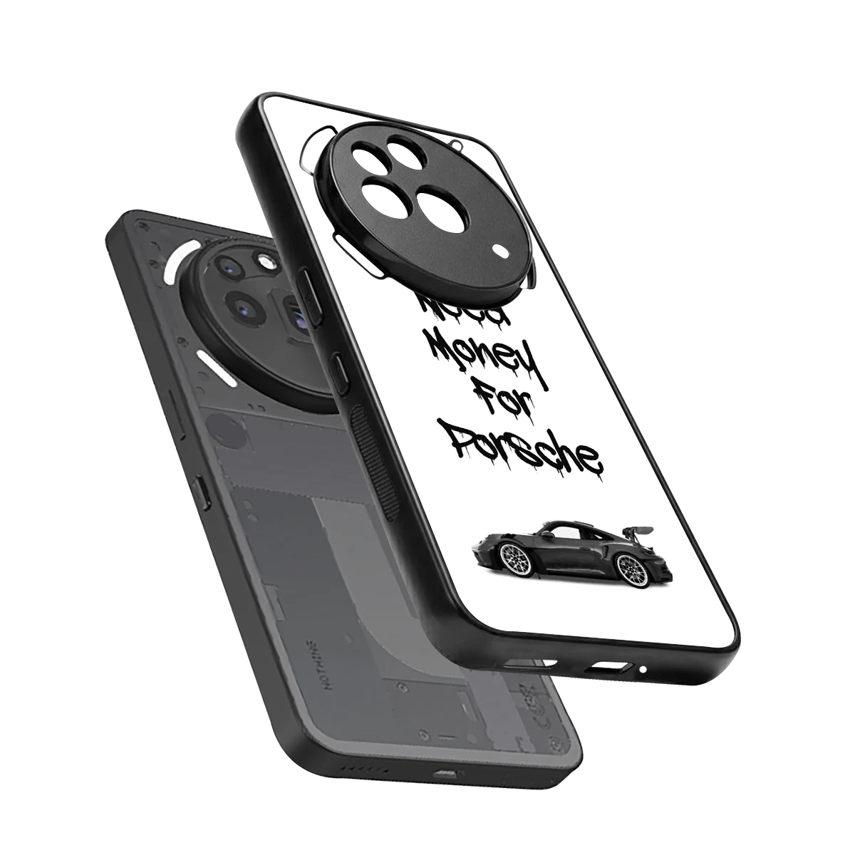 Luxury Hustle sleek nothing phone 3a pro cover with tempered glass back and TPU edges