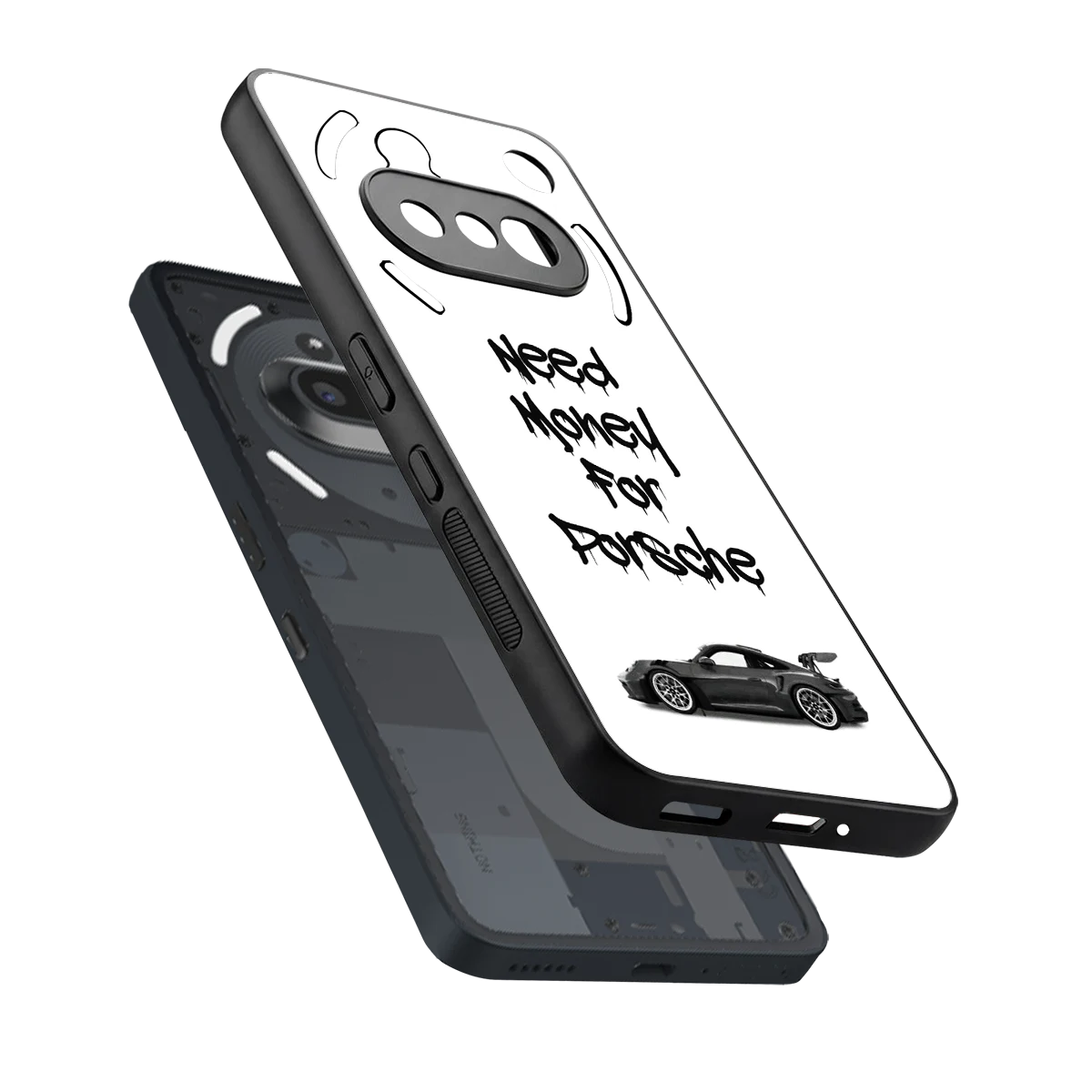 Luxury Hustle sleek nothing phone 3a cover with tempered glass back and TPU edges
