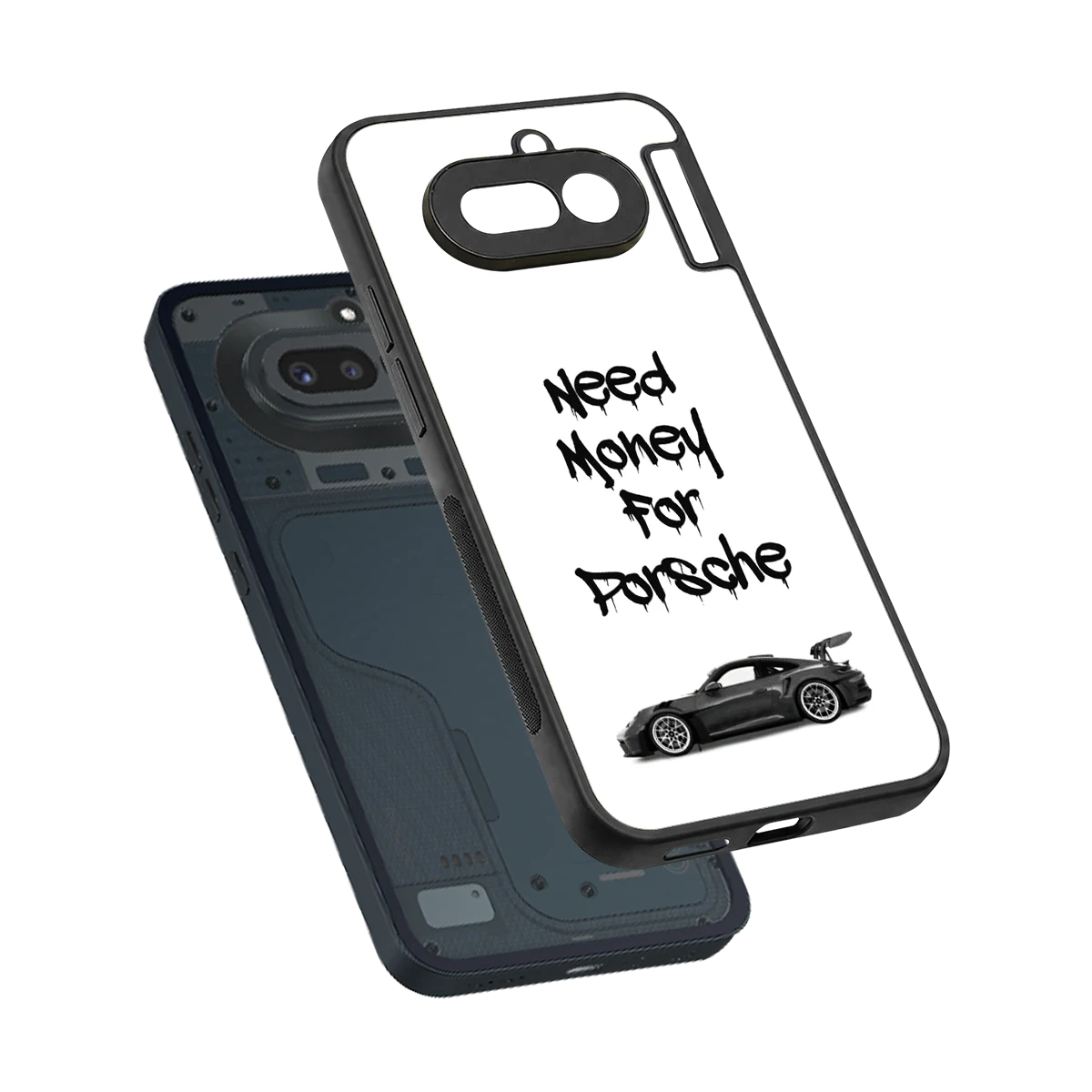 Luxury Hustle sleek nothing phone 4a cover with tempered glass back and TPU edges