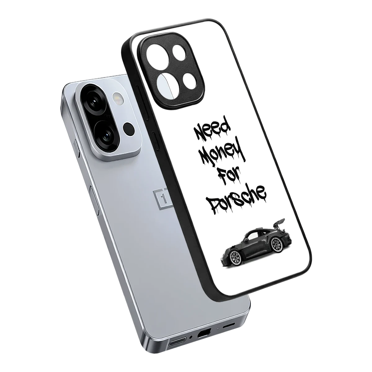 Luxury Hustle sleek oneplus 13s cover with tempered glass back and TPU edges