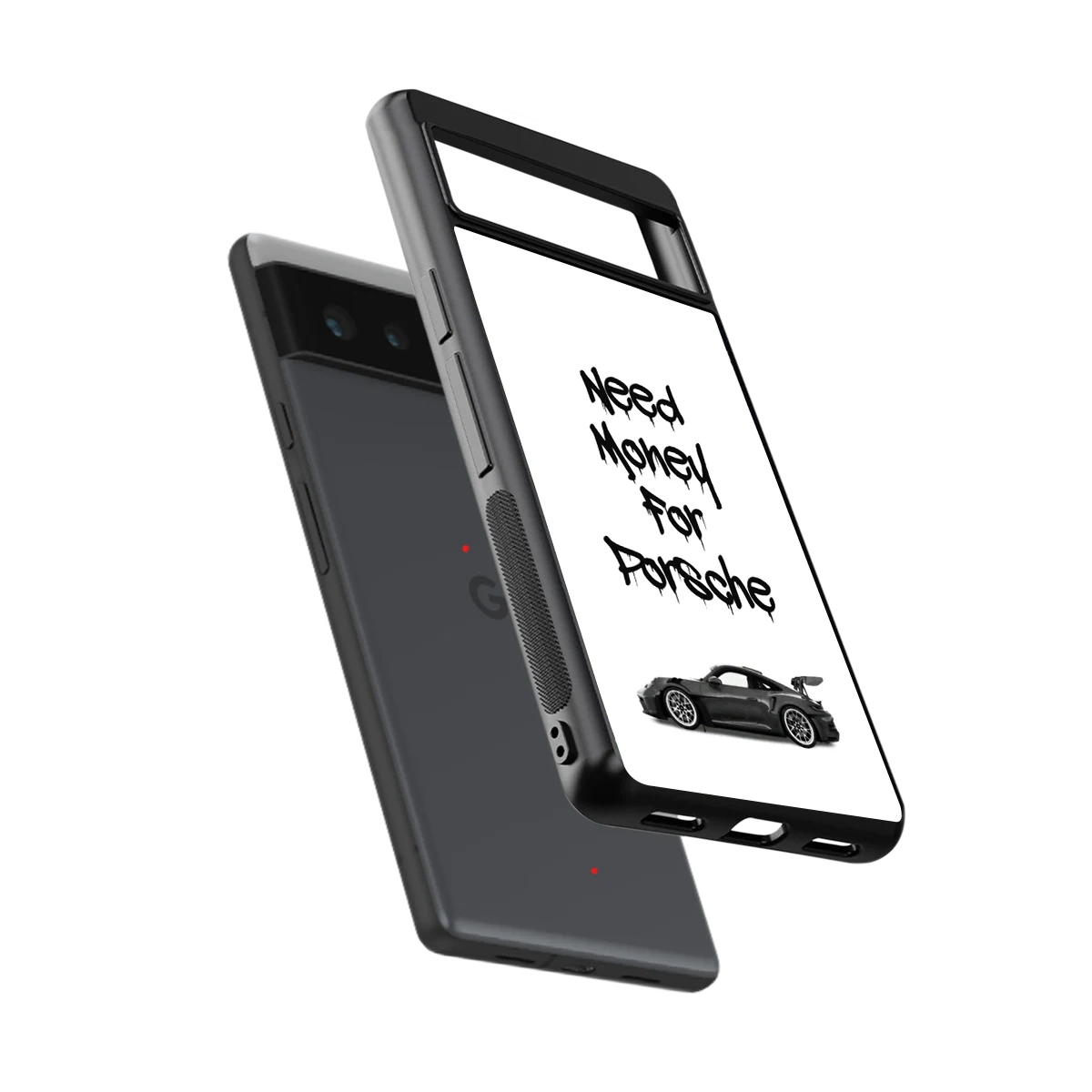 Luxury Hustle sleek google pixel 6a cover with tempered glass back and TPU edges