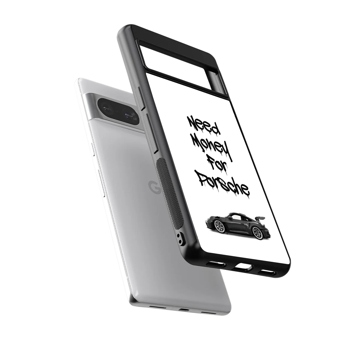 Luxury Hustle sleek google pixel 8 cover with tempered glass back and TPU edges