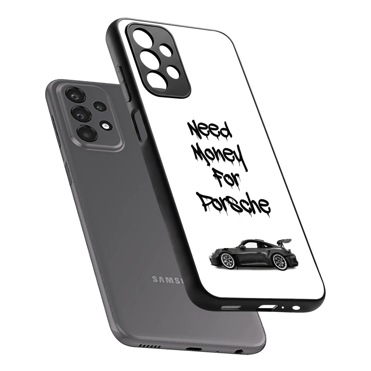 Luxury Hustle sleek samsung galaxy a23 cover with tempered glass back and TPU edges