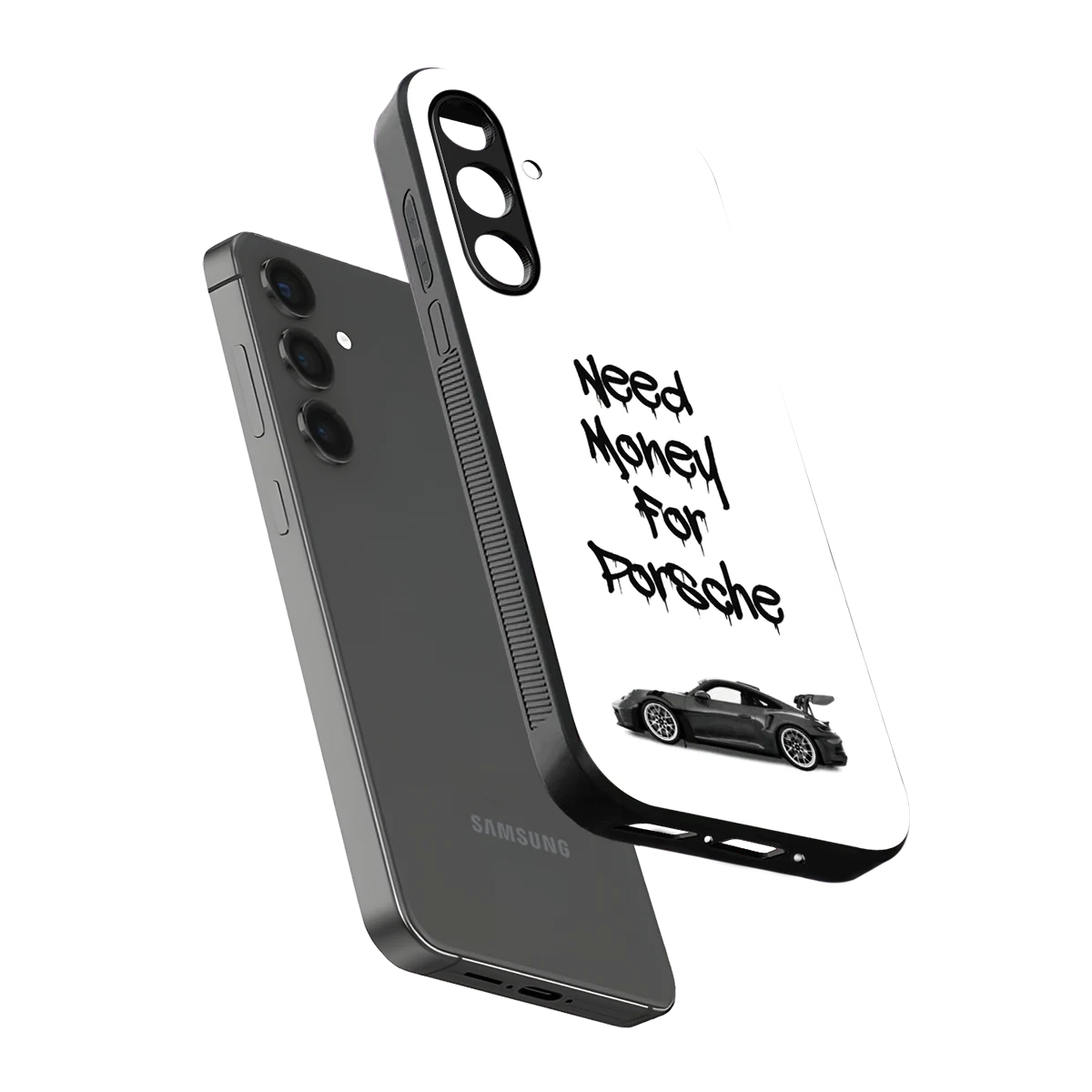 Luxury Hustle sleek samsung galaxy a55 5g cover with tempered glass back and TPU edges