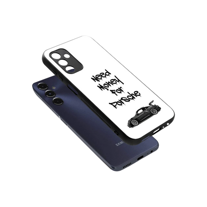 Luxury Hustle sleek samsung galaxy m14 5g cover with tempered glass back and TPU edges
