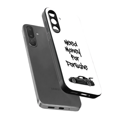 Luxury Hustle sleek samsung galaxy m56 5g cover with tempered glass back and TPU edges
