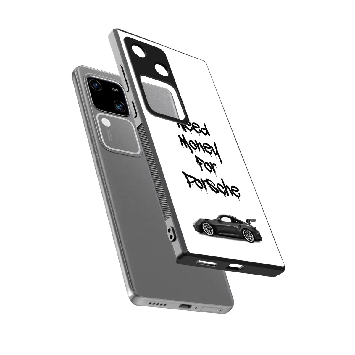 Luxury Hustle sleek vivo v30 cover with tempered glass back and TPU edges
