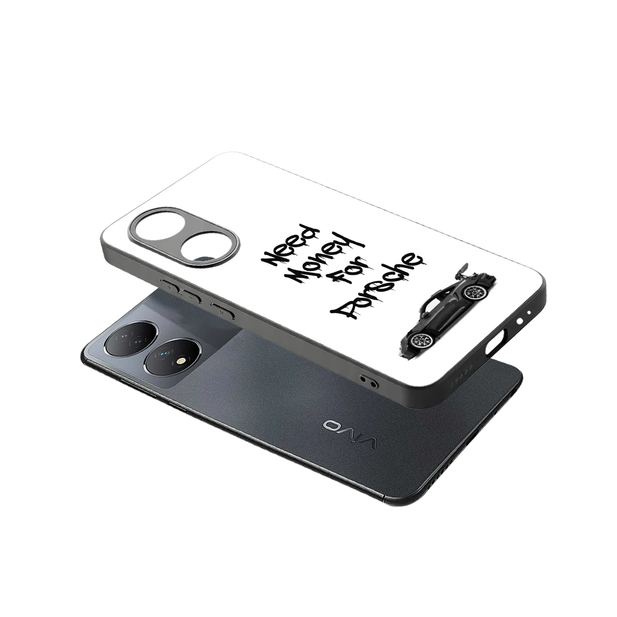 Luxury Hustle sleek Vivo-y100 cover with tempered glass back and TPU edges