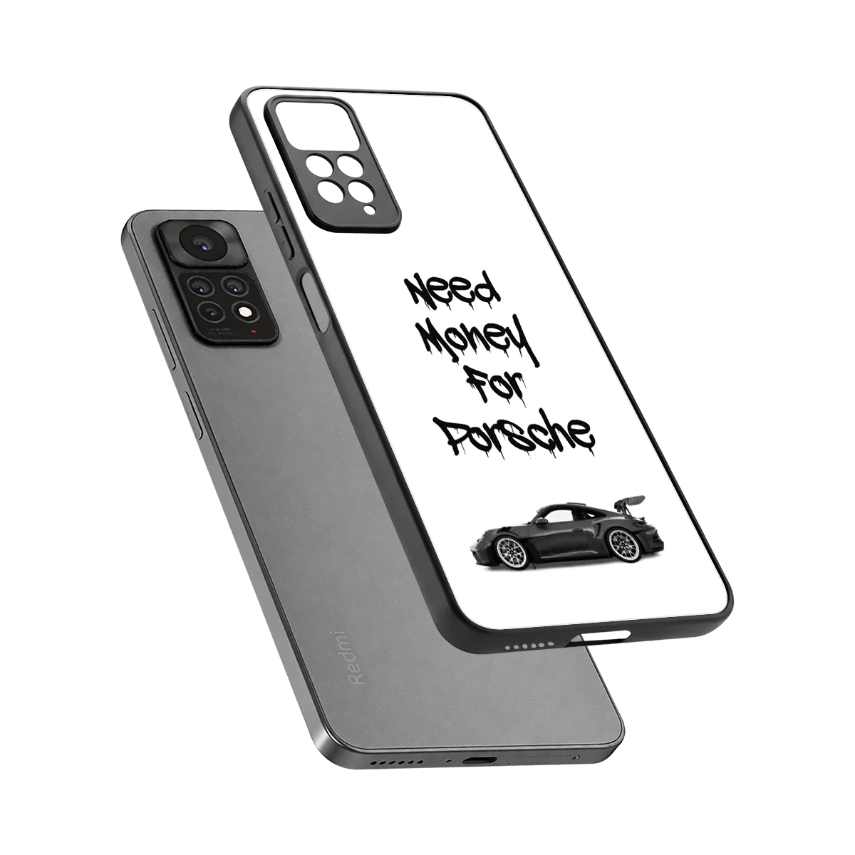 Luxury Hustle sleek redmi note 11 pro cover with tempered glass back and TPU edges