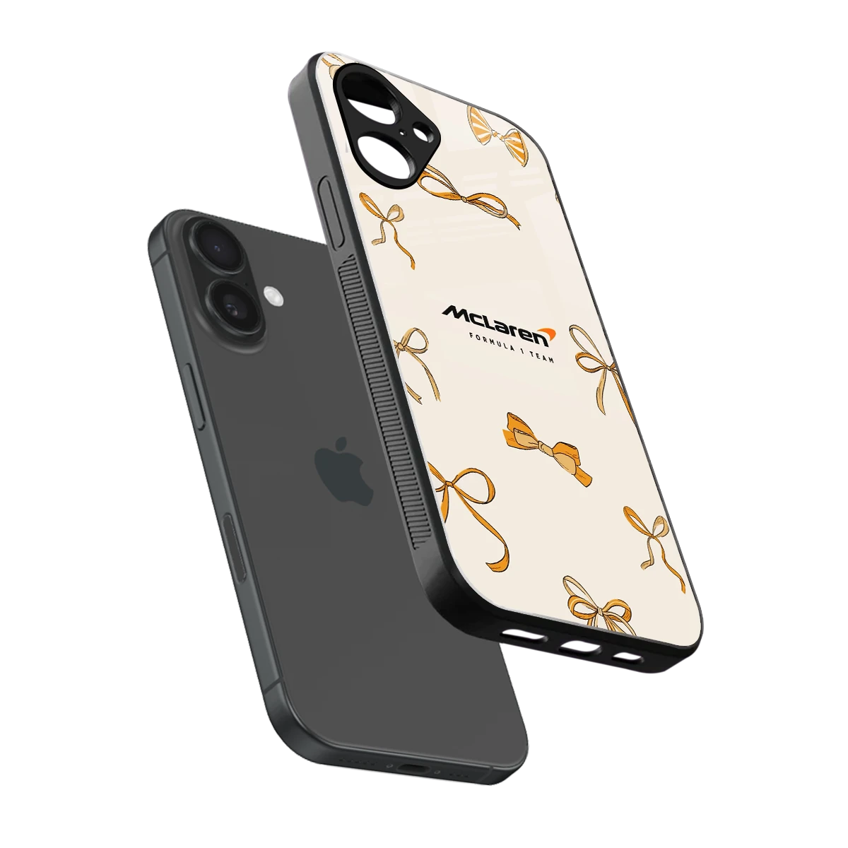 MCL X Bows sleek iPhone 16 cover with tempered glass back and TPU edges