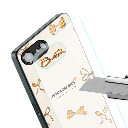 MCL X Bows stylish phone case for iphone 17e | glossy glass and slim fit