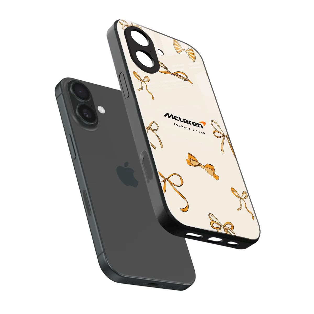 MCL X Bows sleek iphone 17 cover with tempered glass back and TPU edges