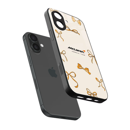 MCL X Bows sleek iphone 17 cover with tempered glass back and TPU edges
