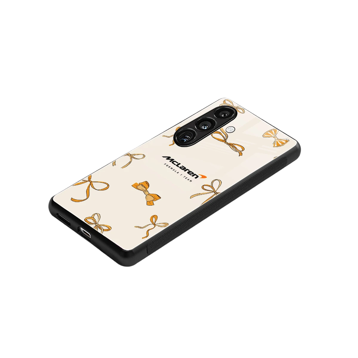 MCL X Bows stylish phone case for samsung galaxy s25 | glossy glass and slim fit