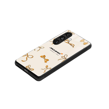 MCL X Bows stylish phone case for samsung galaxy s26 | glossy glass and slim fit