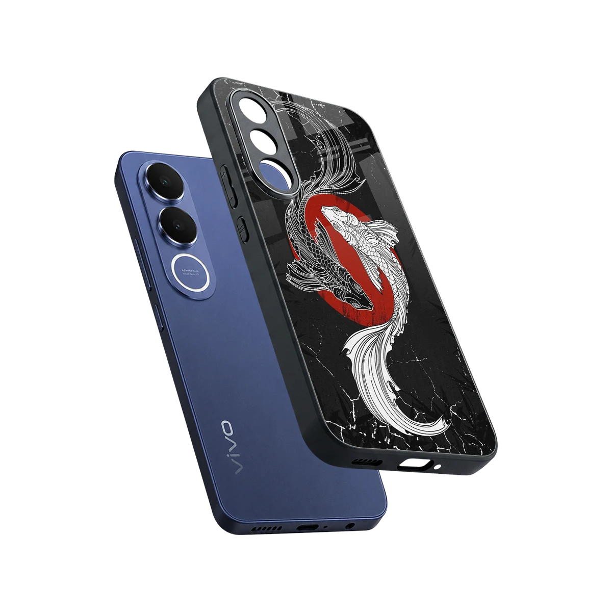 Majestic Marine sleek vivo v70 fe cover with tempered glass back and TPU edges