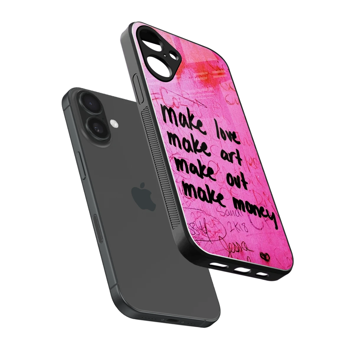 Make Magic sleek iphone 16 plus cover with tempered glass back and TPU edges