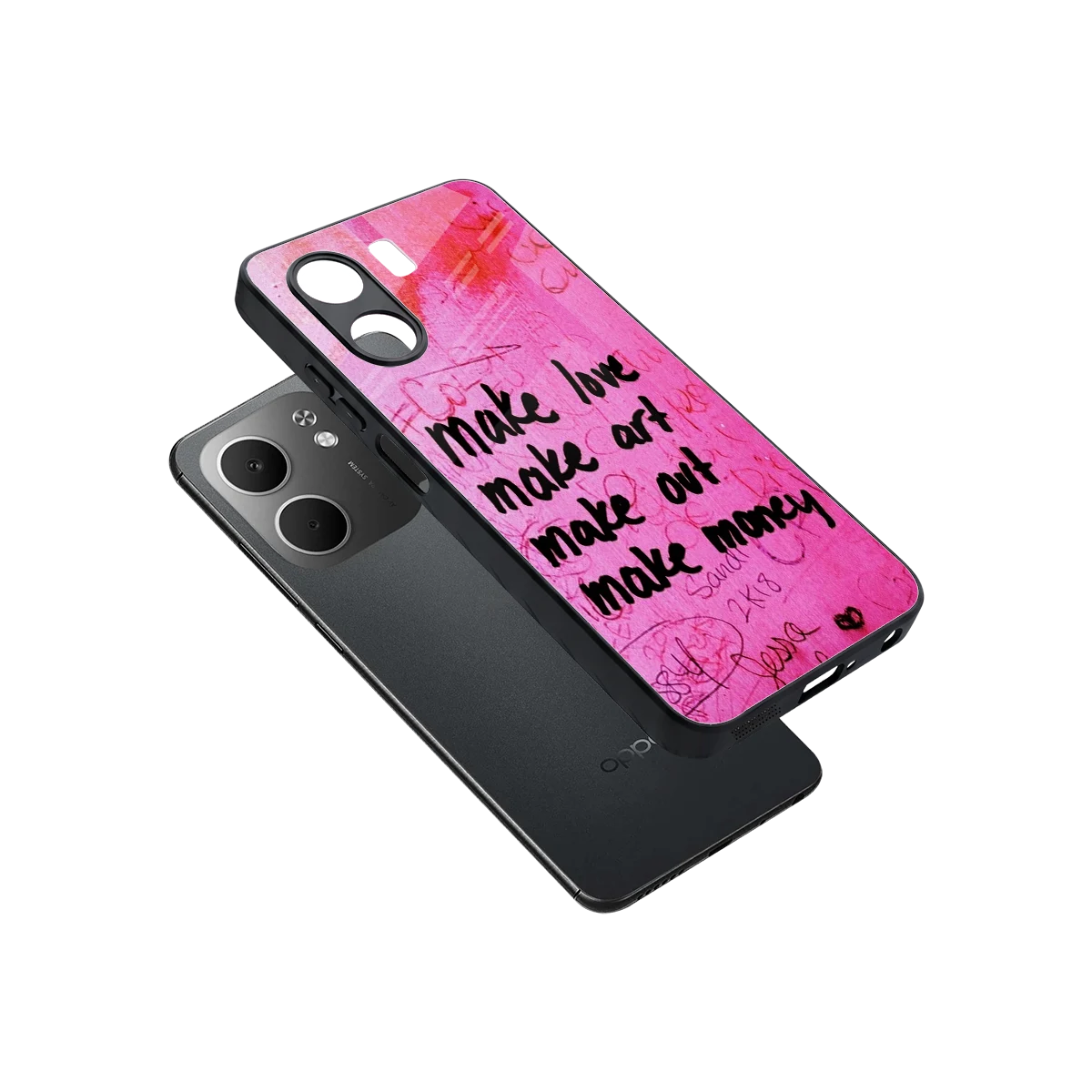 Make Magic sleek oppo a5x 5g cover with tempered glass back and TPU edges