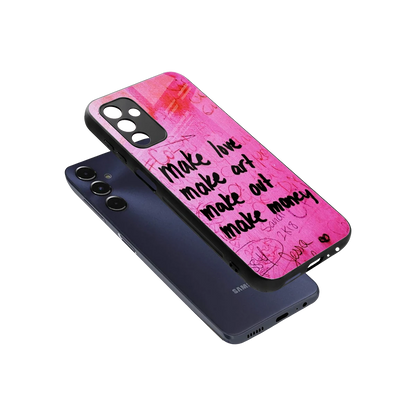 Make Magic sleek samsung galaxy m14 5g cover with tempered glass back and TPU edges