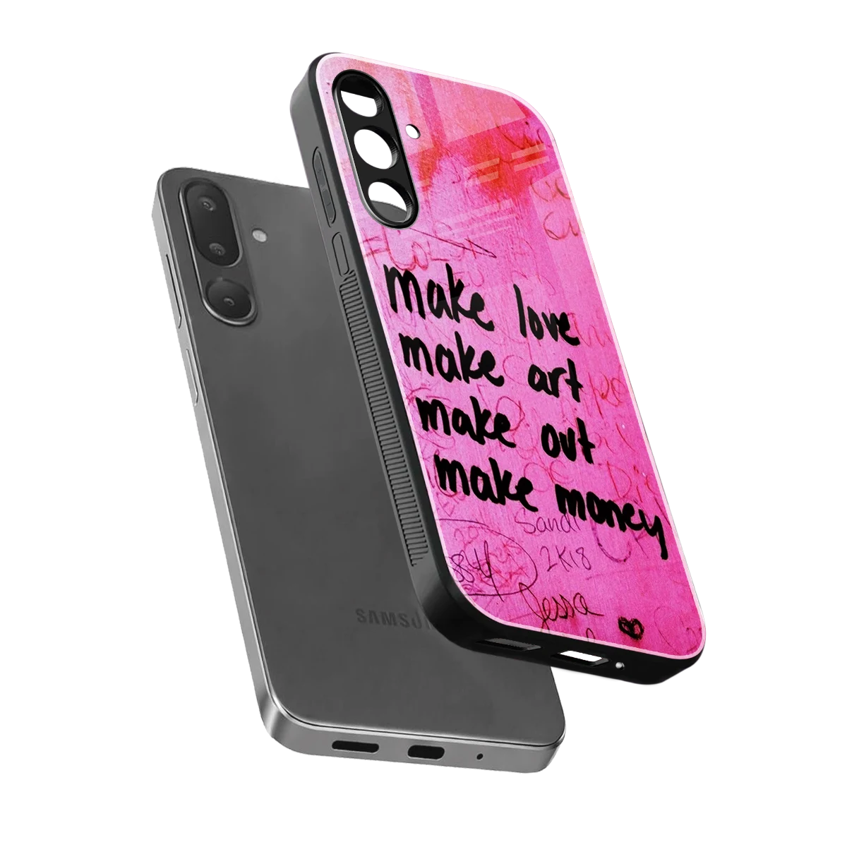 Make Magic sleek samsung galaxy m56 5g cover with tempered glass back and TPU edges