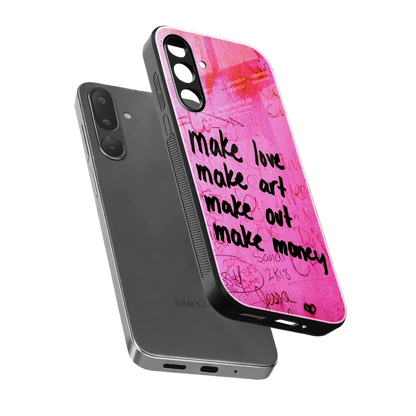 Make Magic sleek samsung galaxy m56 5g cover with tempered glass back and TPU edges