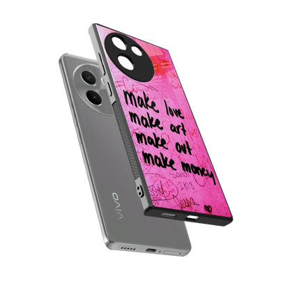 Make Magic sleek vivo v30e cover with tempered glass back and TPU edges