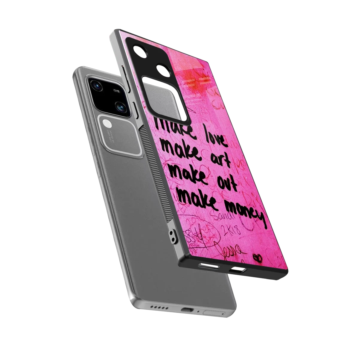 Make Magic sleek vivo v30 cover with tempered glass back and TPU edges