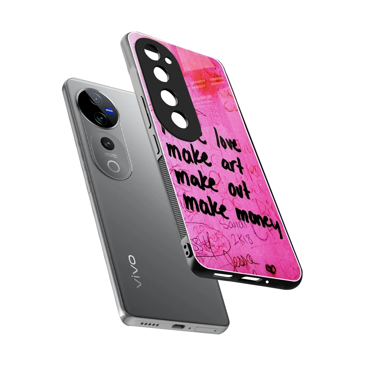 Make Magic sleek vivo v40 pro cover with tempered glass back and TPU edges