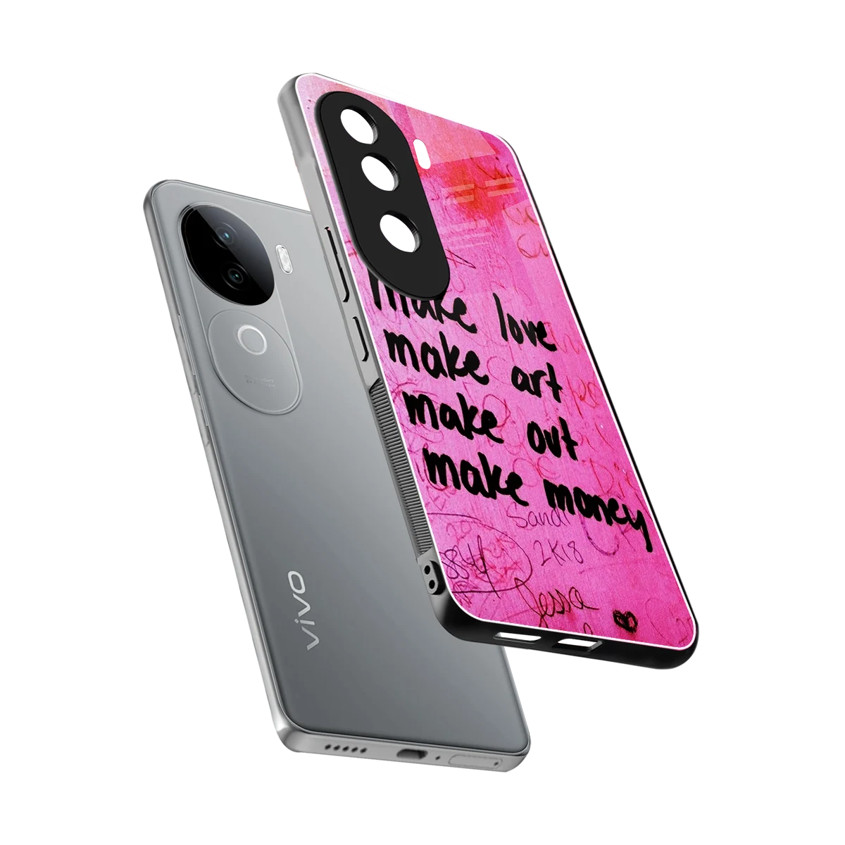 Make Magic sleek vivo v40e cover with tempered glass back and TPU edges