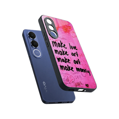 Make Magic sleek vivo v70 fe cover with tempered glass back and TPU edges