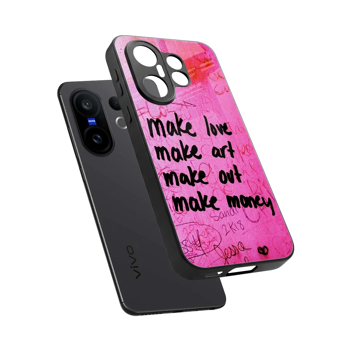 Make Magic sleek vivo x200 fe cover with tempered glass back and TPU edges