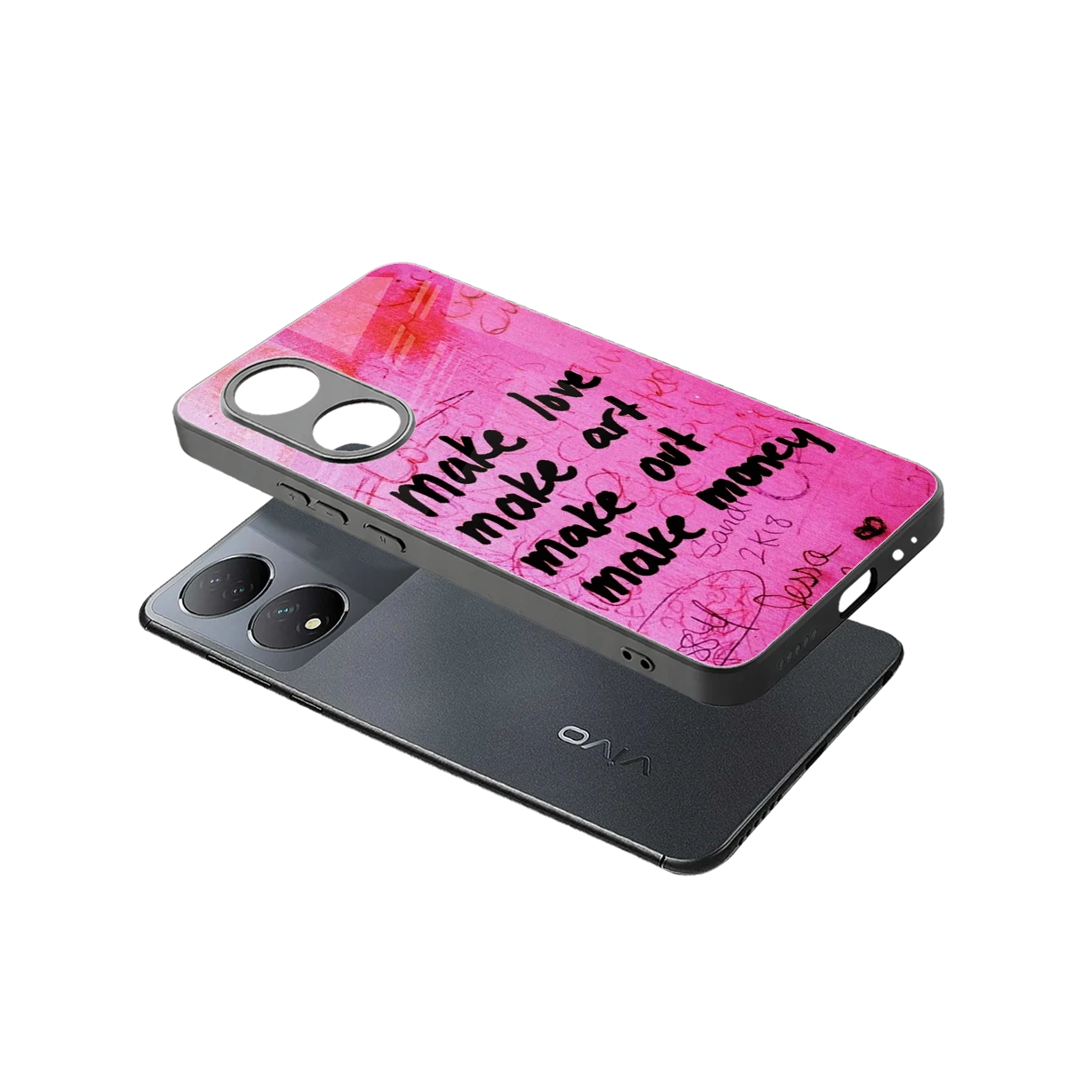 Make Magic sleek Vivo-y100 cover with tempered glass back and TPU edges