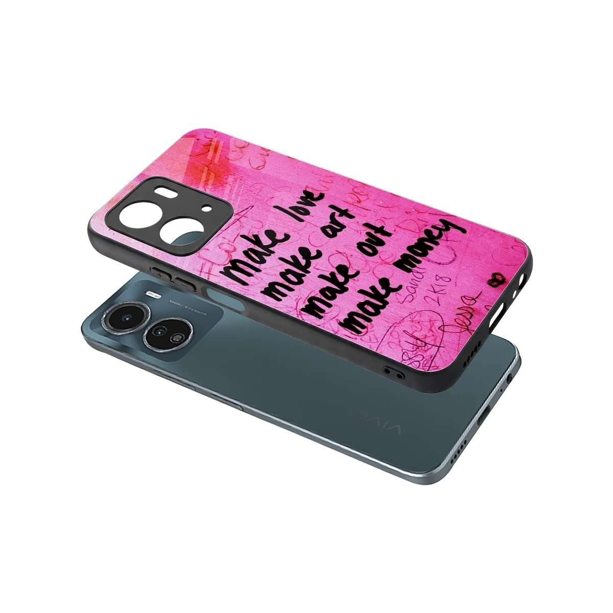 Make Magic sleek vivo y16 cover with tempered glass back and TPU edges