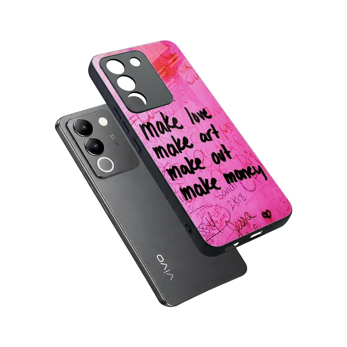 Make Magic sleek vivo y200 5g cover with tempered glass back and TPU edges