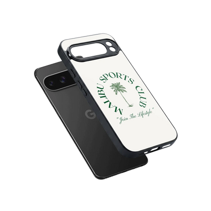 Malibu Sports Club sleek google pixel 10 pro xl cover with tempered glass back and TPU edges