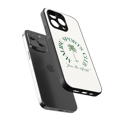 Malibu Sports Club sleek iphone 13 pro cover with tempered glass back and TPU edges